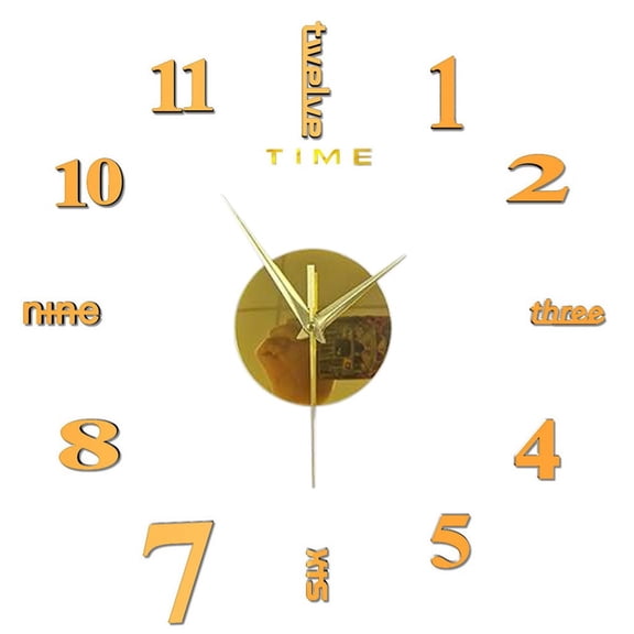 20X20 Inches Golden Diy Wall Clock - With Time Indicator, Decorative Home Office Clock, Diy Craft Project Kit - For Home Decoration, Office Desk, Bedroom Display, Gift For Diy