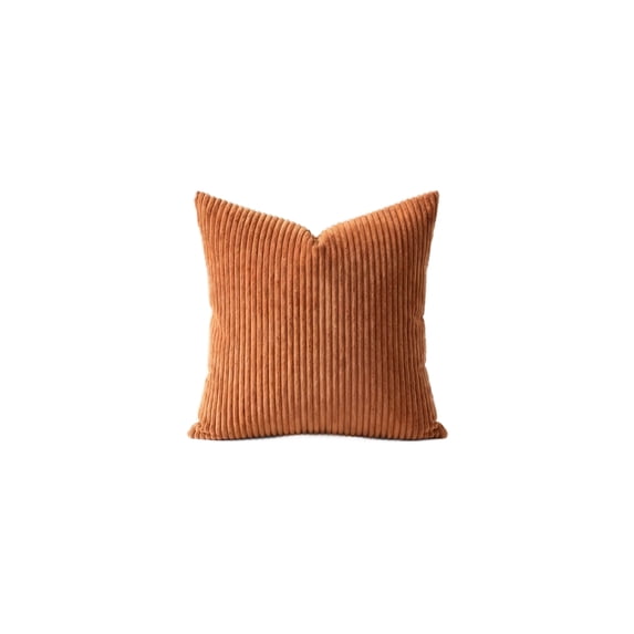 20X20 Pillow Cover with Fine Ribbed Corduroy Texture, 20X20 Inch, Burnt Orange, for Couch and Sofa, Decorative Throw Pillow Case Insert Not Included