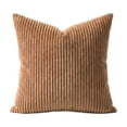thumbnail image 1 of 20X20 Pillow Cover with Fine Stripe Corduroy, 20 by 20 Inches, Camel, for Living Room Sofa, Throw Pillow Case Insert Not Included, 1 of 3