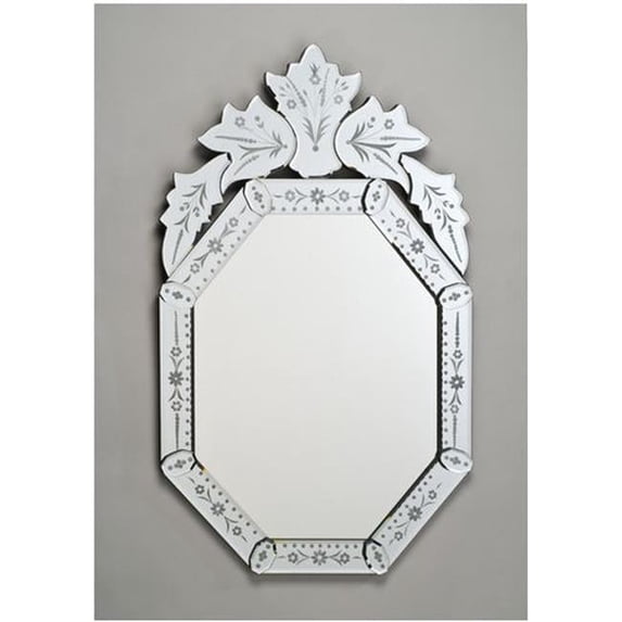 20X32 Octagonal Traditional Cut Glass and Etched Mirror