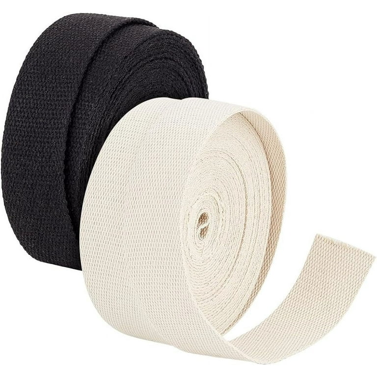 20Yards Heavy Cotton Webbing White Black Plain Cotton Webbing Strap High Density Webbing Strap