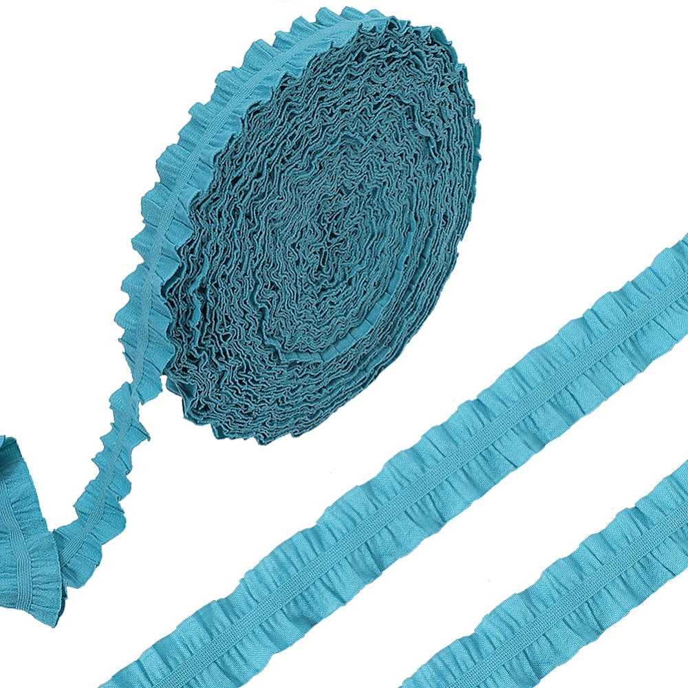 20Yds 1 Inch Double Ruffle Stretch Ribbon Pleated Elastic Lace Trim ...