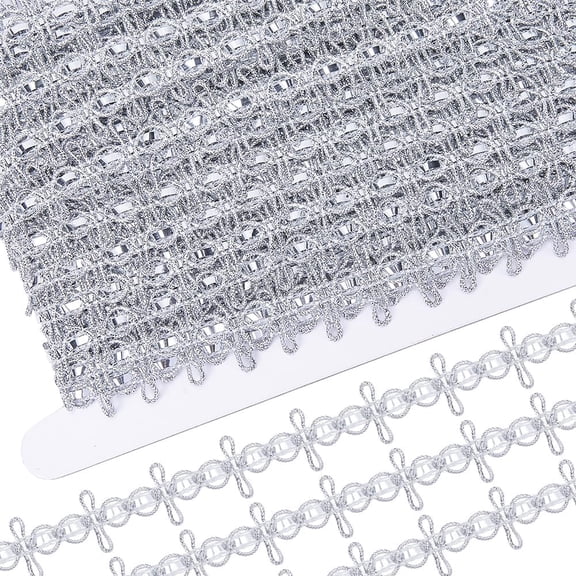 20Yds*20mm Metallic Braid Lace Trim Silver Centipede Lace Ribbon Decorated Gimp Fringe Trim Tassel for DIY Jewelry Crafts Wedding Bridal Costume Sewing Making Bouquet Embellishments Light Grey