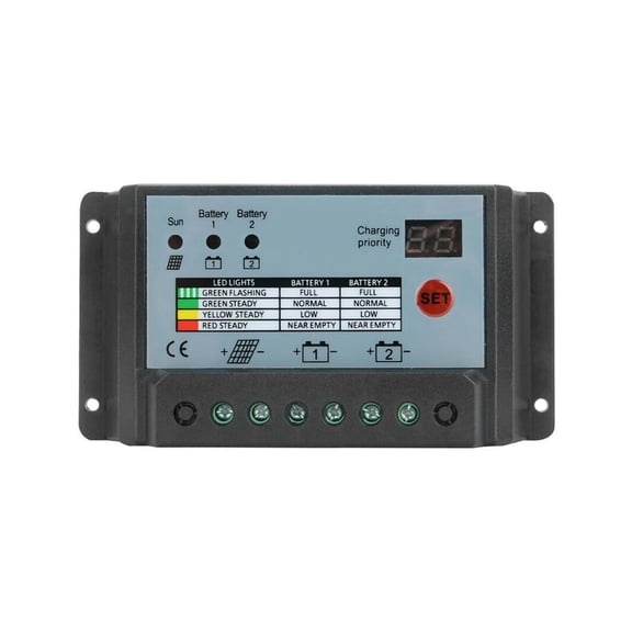 20a Solar Panel Dual Battery Regulator Char Controller For 12v/24v Batteries With Lcd Displaying Running Status ,High-Efficiency