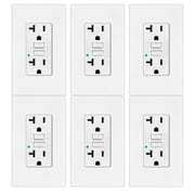 20amp GFCI Outlets Non Tamper Resistant 6 PK,Greencycle GFI Duplex Receptacles with LED Indicator, Ground Fault Circuit Interrupter with Wall Plate, ETL Listed, White