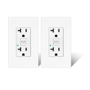 20amp GFCI Outlets Non-Tamper-Resistant,GFI Duplex Receptacles with LED Indicator, Ground Fault Circuit Interrupter with Wall Plate, ETL Listed, White, 2 Pack