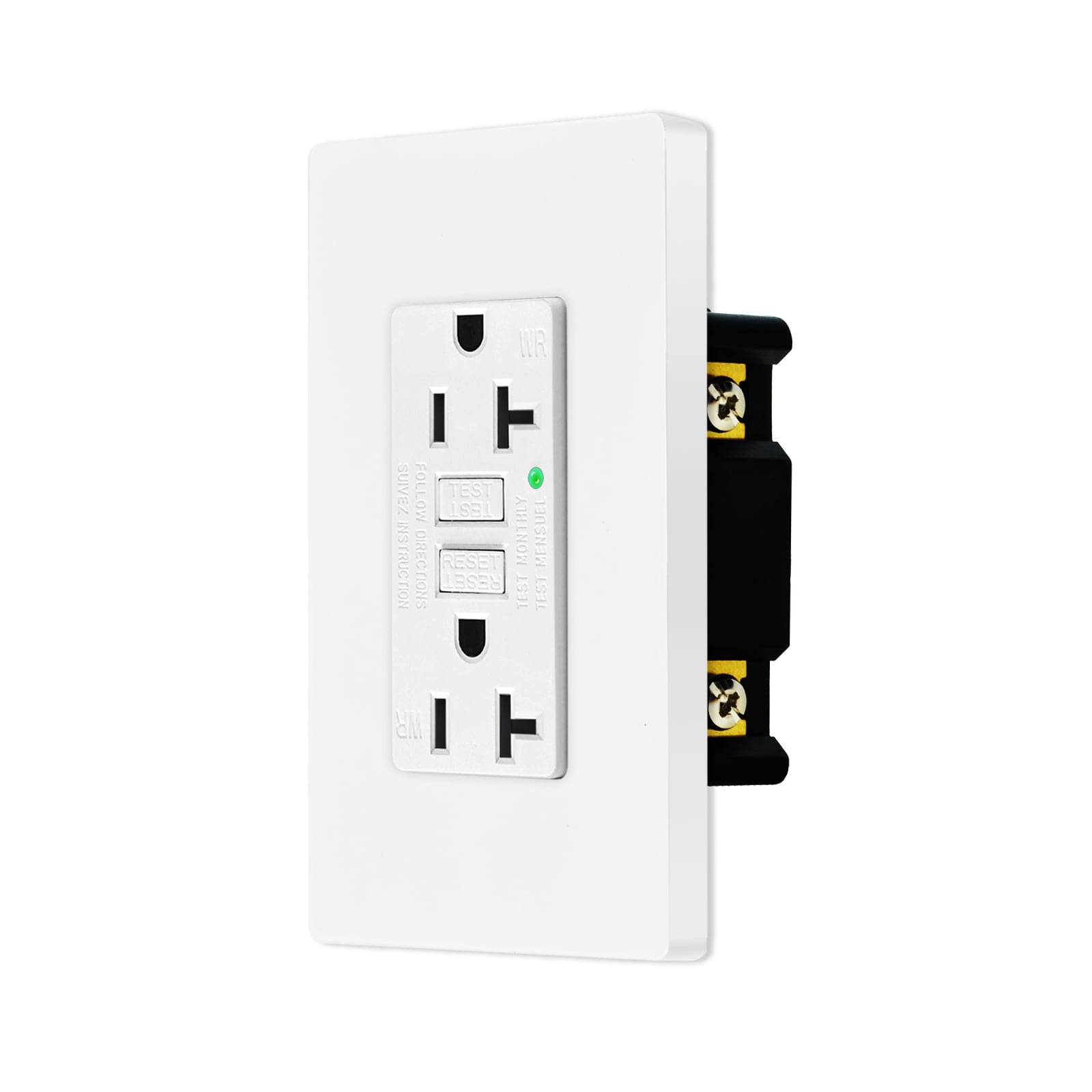 20amp GFCI Outlets, Non-Tamper-Resistant GFI Duplex Receptacles with LED Indicator, Ground Fault Circuit Interrupter with Wall Plate, ETL Listed, White, 40 Pack
