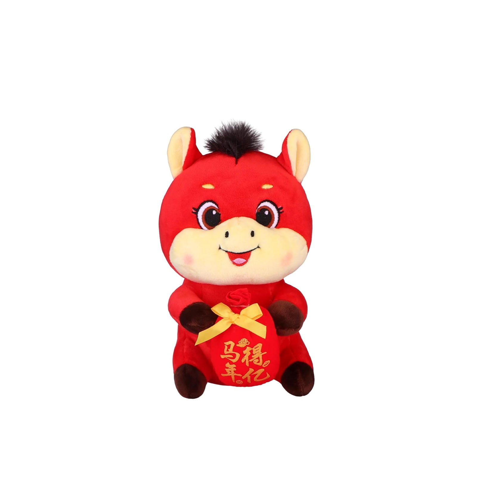 Chinese New Year 2026 Horse Plüschpferd 20cm - Rotes Glücks-Pferd Stofftier Mit Smile Oder Cry Design Für Auto & Zuhause