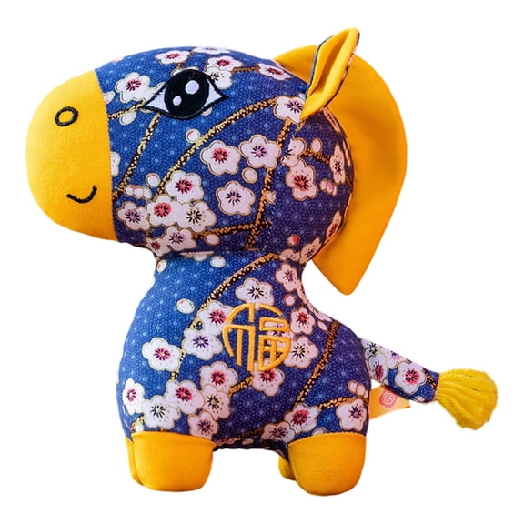 20cm/5in 2026 Chinese New Year Plush Horse Stuffed Animals Zodiac Mascot Plush 2026 Year of The Horse Mascot Figurine Gifts Spring Festival Decoration Blessing Souvenir Home Car Decor(Blue)
