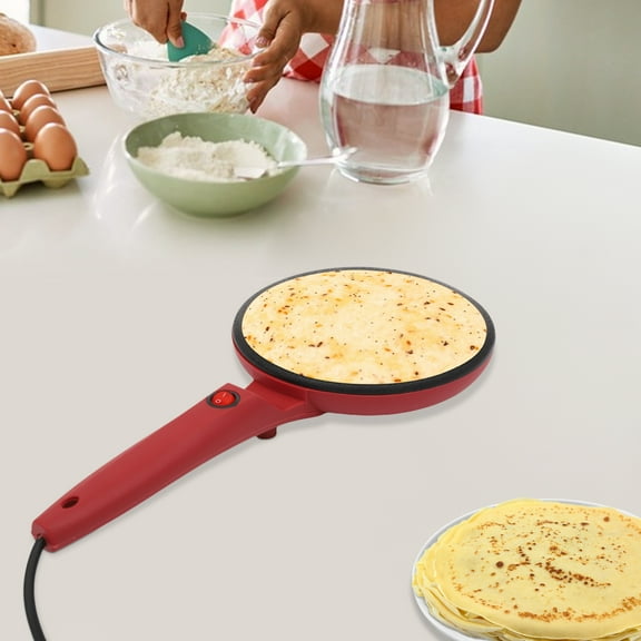 20cm 600W Electric Crepe Maker, 20-Sec Non-Stick Coating w/Heat-Resistant Handle for Home Breakfast