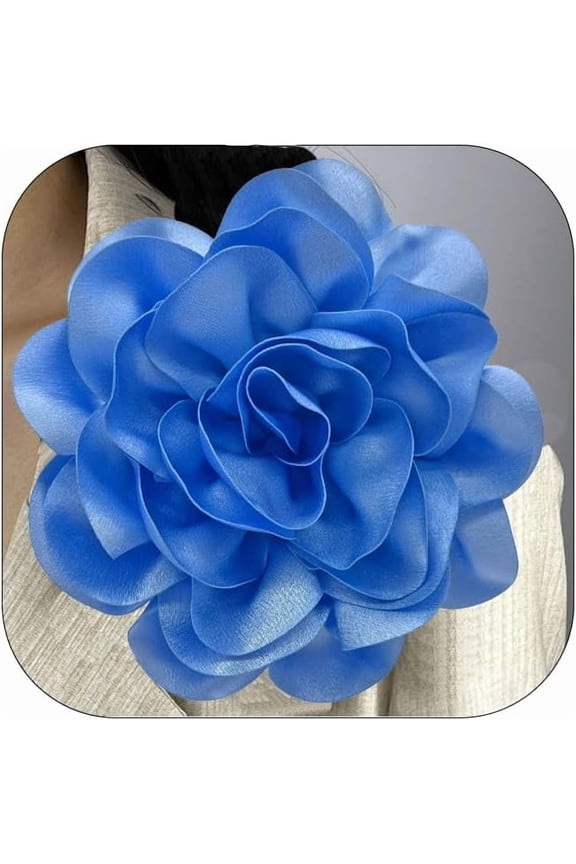 20cm/7.87INDainty Satin Fabric Rose Flower Brooches Elegant Camellia Flower Large Brooch Lapel Pins Wedding Party Dance Banquet for Women Dress Suit Ceremony Clothes Accessories Jewelry