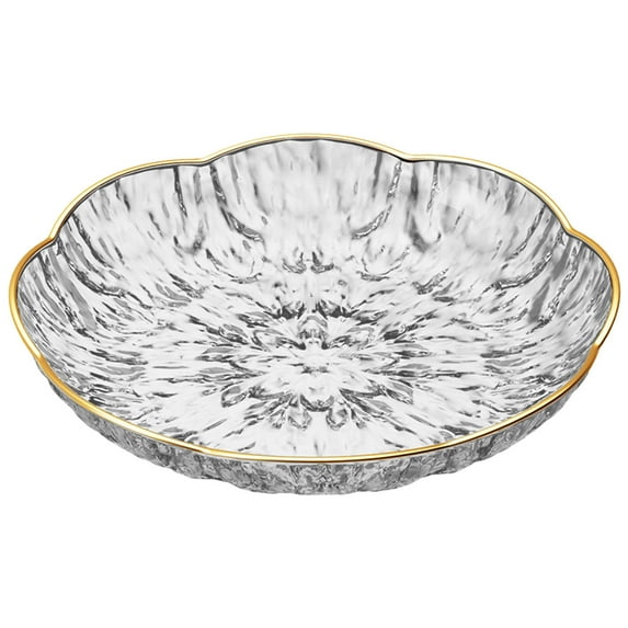 20cm (7.87in) Exquisite Fruit Bowl with Gold Rim - Shatter-Resistant Decorative Plates for Living Room, Coffee Table, Candy/Snack Serving (4 Colors, Upscale Household Tableware)