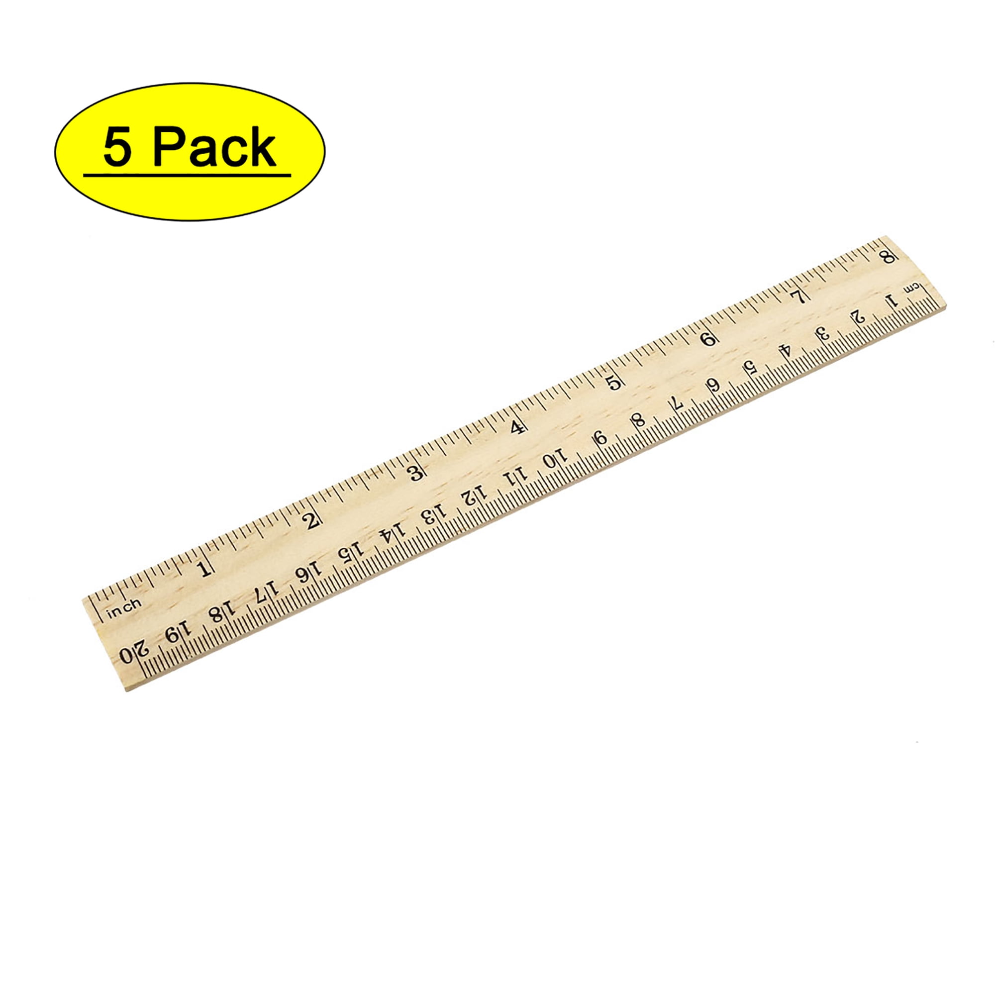 20cm 8 Inch Wood Ruler 2 Scale Office Measuring Wooden Rulers 5 Pack ...