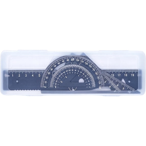 20cm Aluminum Alloy Geometry Ruler Set, 4Pcs Complete Measuring Kit with Straight Ruler, Triangle Ruler and Protractor, Clear Scale Precision Drafting Tool, Metal Measuring Tool for Measurement