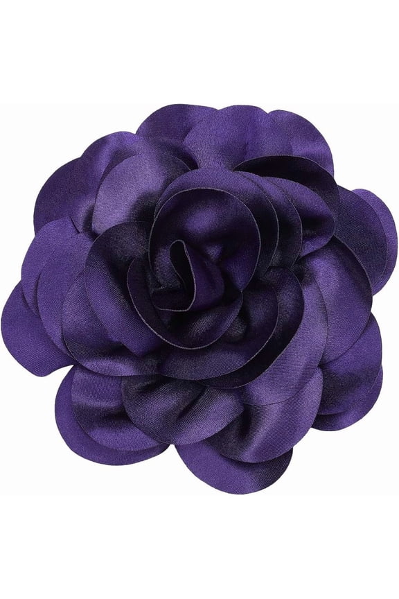20cm Big Flower Brooch Purple Extra Large Camellia Brooch Pins for Clothes Removable Satin Fabric Lapel Pins Brooch for Women Dresses Wedding Gifts for diy making