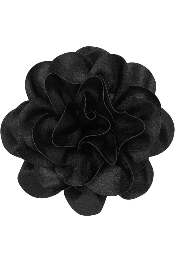 20cm Big Flower Brooch Purple Extra Large Camellia Brooch Pins for Clothes Removable Satin Fabric Lapel Pins Brooch for Women Dresses Wedding Party Banquet Suit Accessories Jewelry Gifts Black