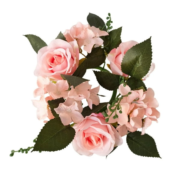 20cm Candle Rings Wreath Festival Flower Garland Party Decorations Light Pink