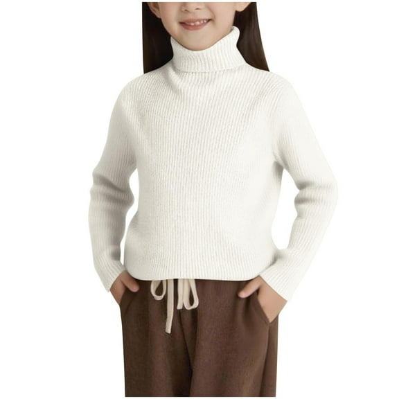 Ashirexll Solid Color Turtleneck Sweaters Boys and Girls Long Sleeve Knit Top Warm Base Shirts for Kids 2-13 Years