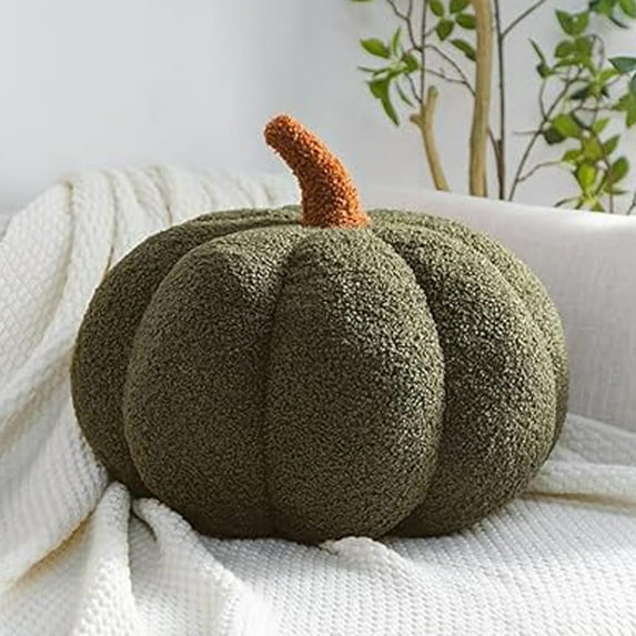 20cm Halloween Decoration Pumpkin Throw Pillow Plush Toy(Dark green)