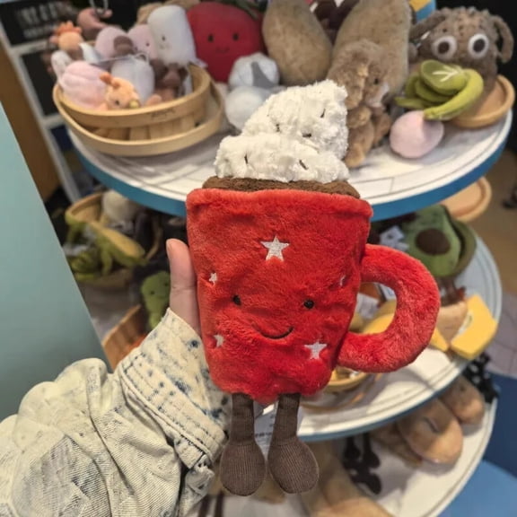 20cm Hot Chocolate Red Coffee Cup Plush Doll Home Decoration