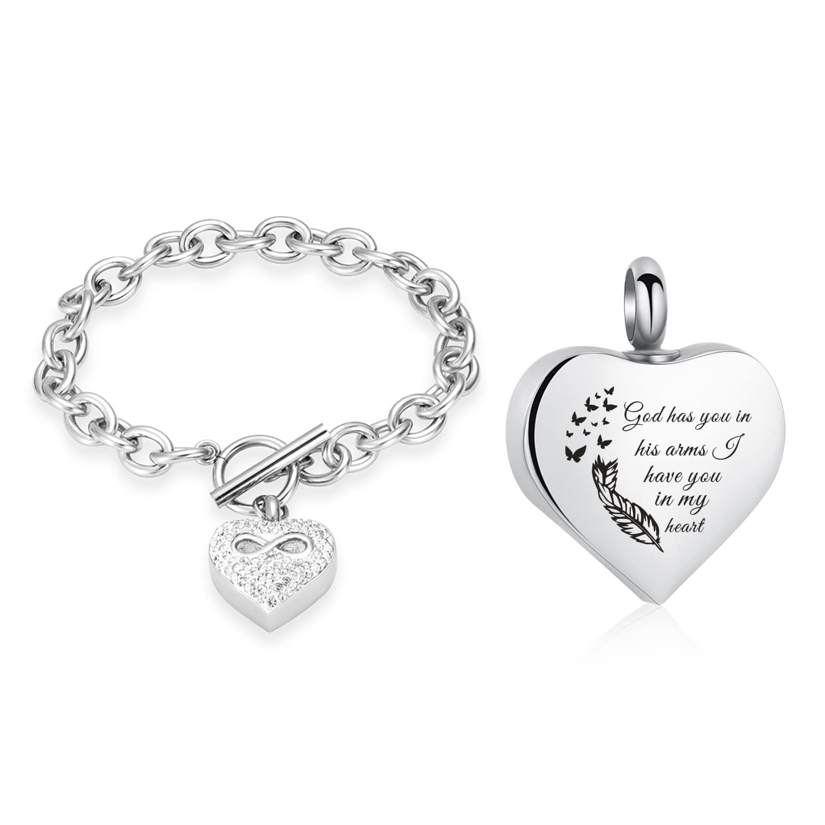 20cm Infinity Love Heart Locket Chain Link Bracelet Keepsake Cremation
