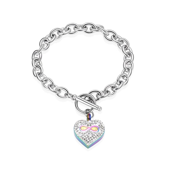 20cm Infinity Love Heart Locket Chain Link Bracelet Keepsake Cremation Jewelry for Ashes of Loved One Memorial Funeral Urn Bracelet for Ashes Holder