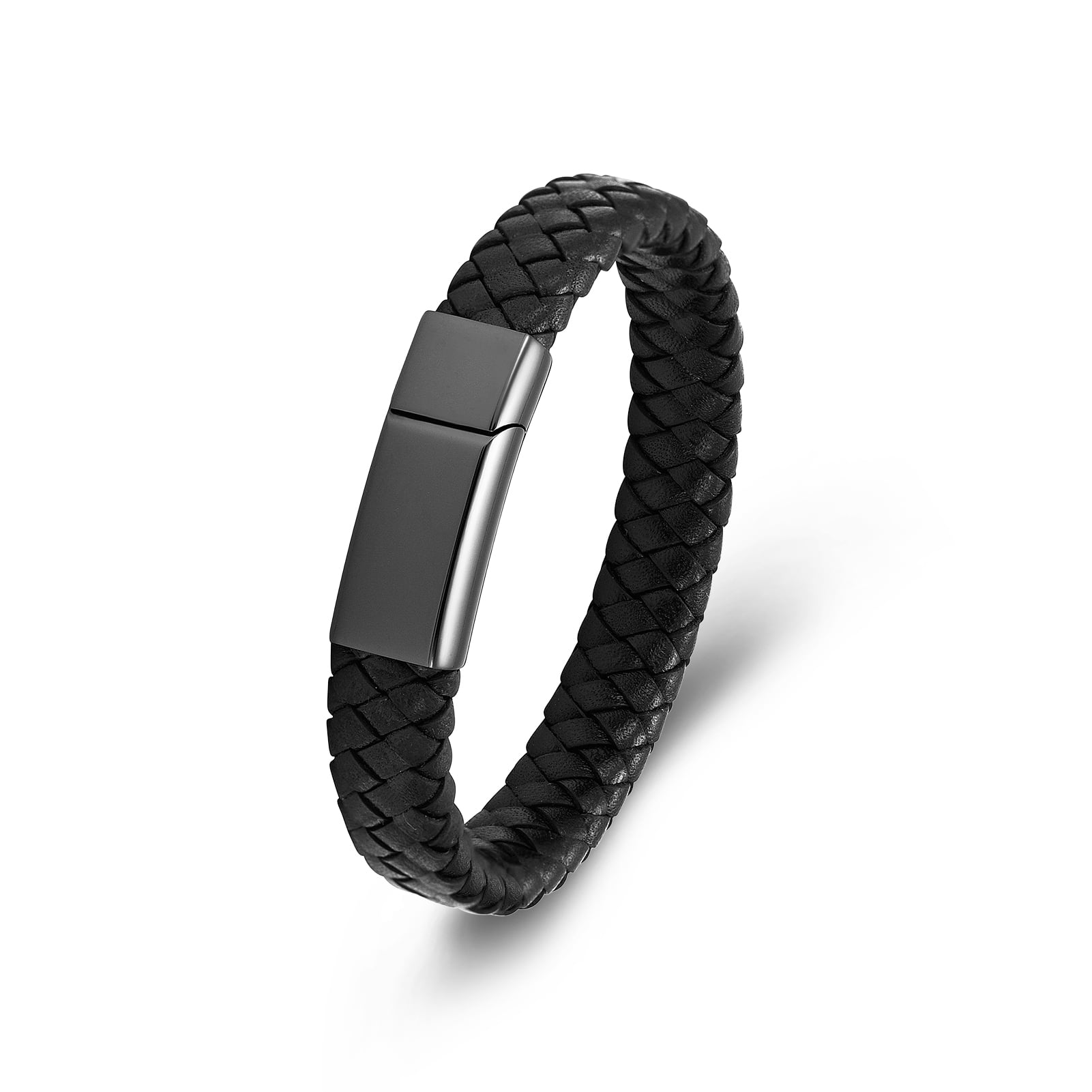GAVU Magnetic Clasp Punk Leather Cuff Bracelet For Men