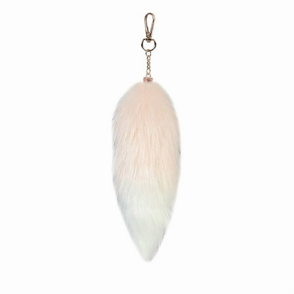 Faux Fox Tail Keychain Soft Plush Hanging Ornament Accessory Gift for Bags and Keys Fluffy Decoration 20cm Length