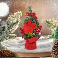 thumbnail image 1 of 20cm Mini Desktop Christmas Tree | PVC Tabletop Holiday Decor | Red White Yellow Colors | Small Potted Christmas Centerpiece for Office or Home, 1 of 6