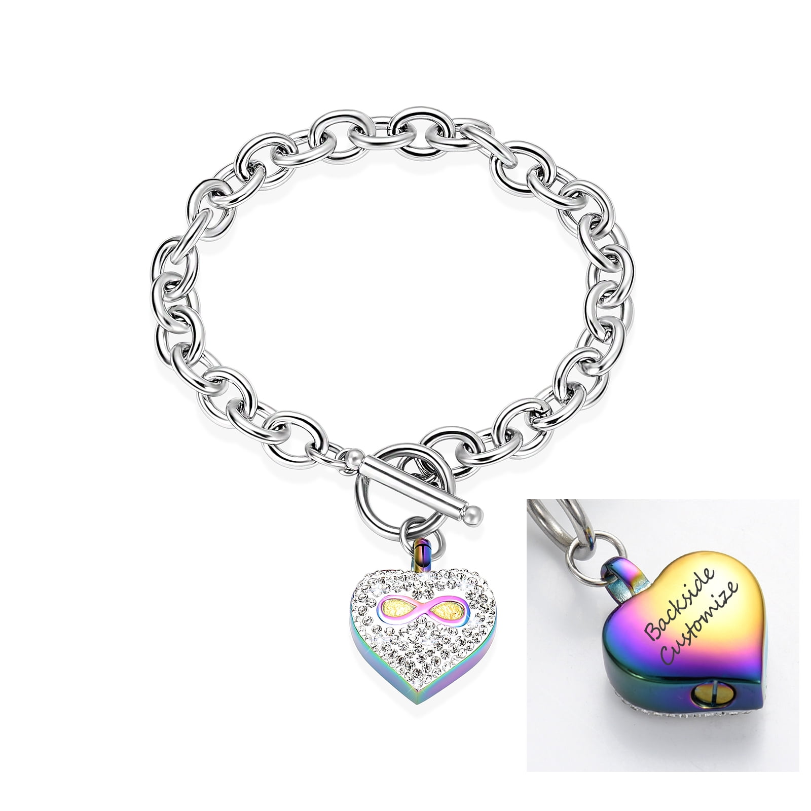 20cm Personalize Infinity Love Heart Locket Chain Link Bracelet