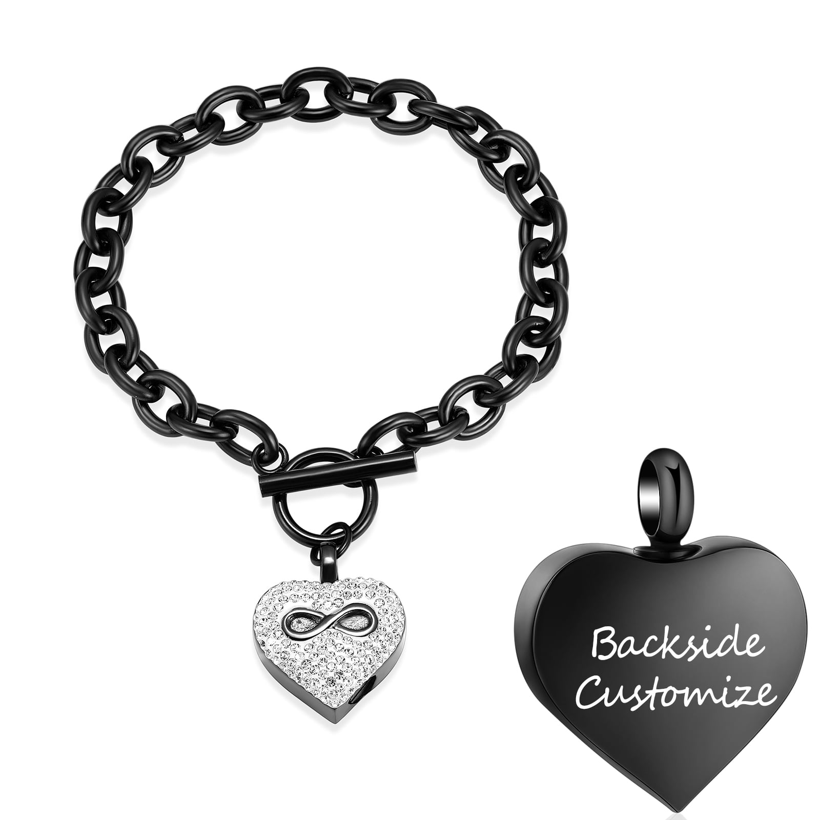20cm Personalize Infinity Love Heart Locket Chain Link Bracelet