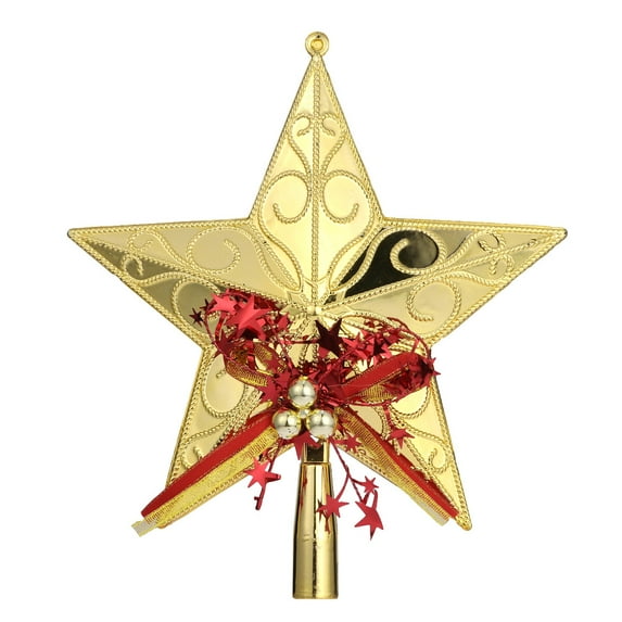 20cm Plastic Christmas Tree Star Topper Glittering Christmas Tree Decoration Ornaments (Golden)