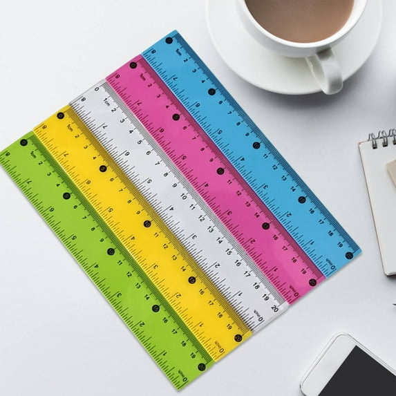 20cm Plastic Ruler, Solid Color Straight Ruler, Inch and cm Scale, Medium Thickness, Color Random, 1 Pack