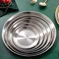 thumbnail image 1 of 20cm Stainless Steel Bone Spitting Dish Silver Shallow Tray Metal Dining Disc Round Plate Dessert Tableware, 1 of 4