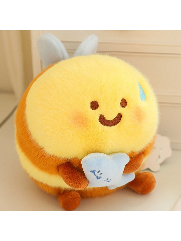 20cm The Green Party Bee Plush Doll Keychain PP Cotton Bee Cute Toy Bag Pendant Cartoon Expression Bee Plush Toy For Children