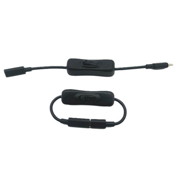 20cm USB-C Male to Female Extension Cable with On Off Switch for Phone Tablet and Device Charging