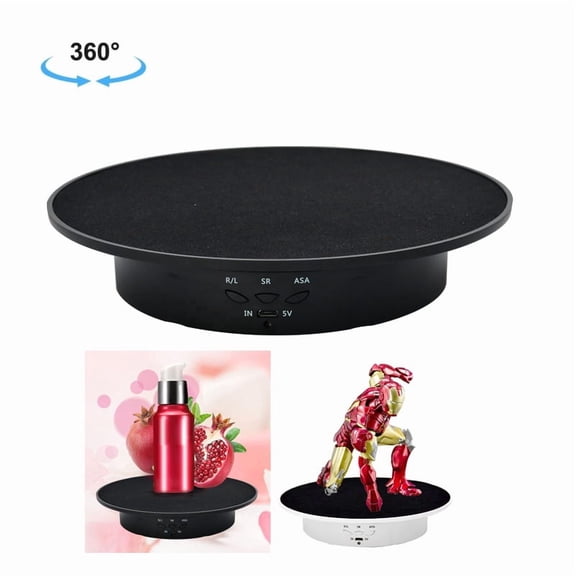 20cm USB Electric Rotating Turntable Display Stand Video Shooting Props Turntable for Photography, 20cm(Black Velvet)