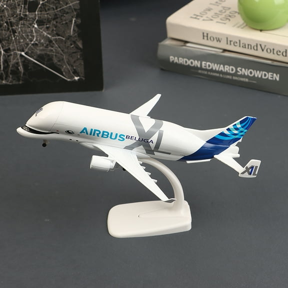 20cm White Whale Transport Aircraft A300-600 Beluga Airlines Model Aircraft Transport Beluga Alloy Casting Airplane Toy Model