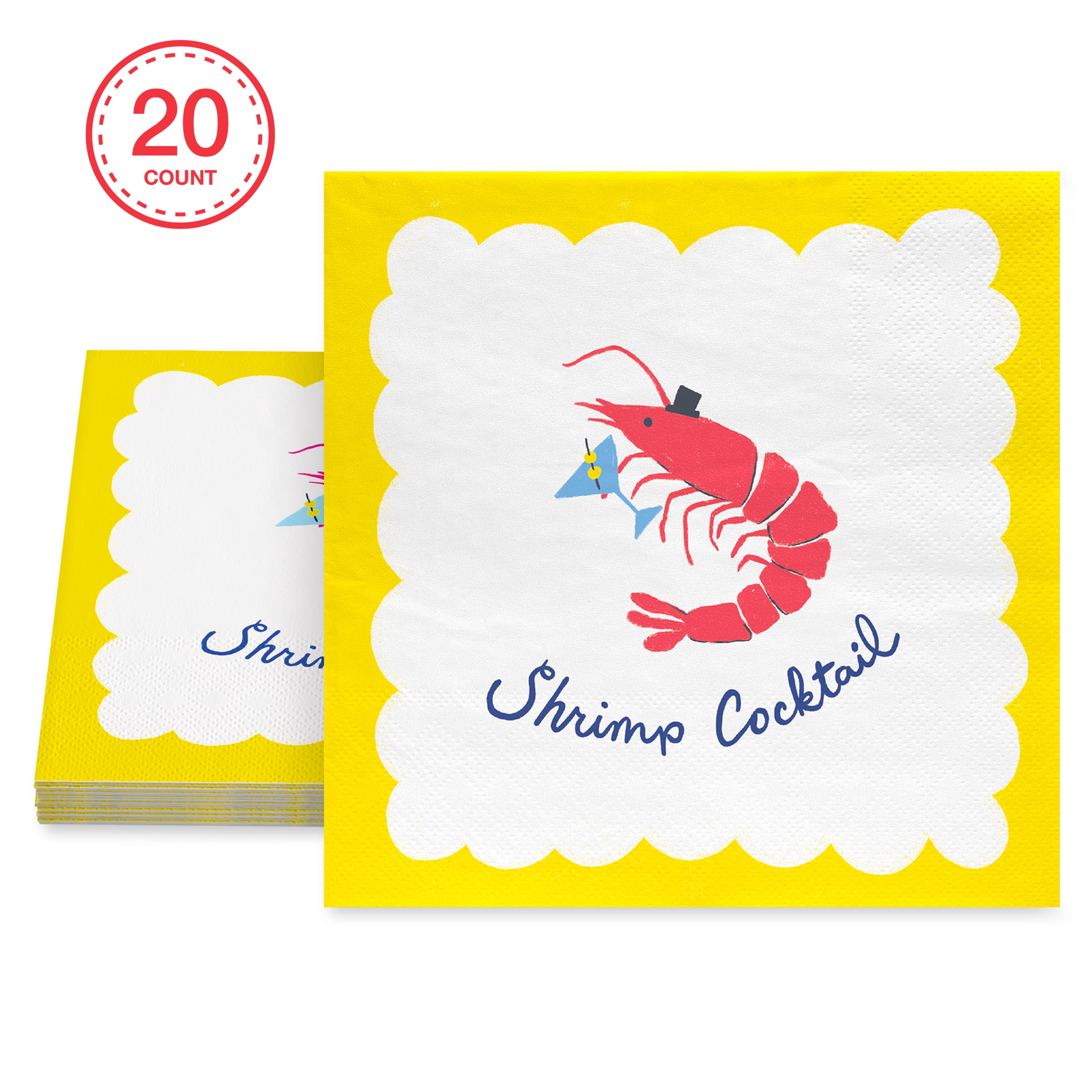Bright Tides Multicolor Shrimp Cocktail Disposable Paper Napkins, 5" x 5", 20 Count, by Way To Celebrate