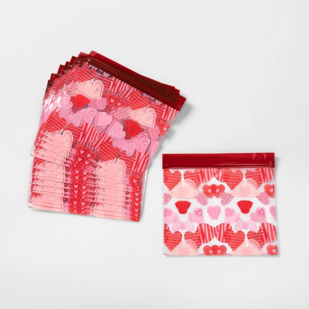 20ct Cellophane Heart Sealable Treat Bags Valentine's Day