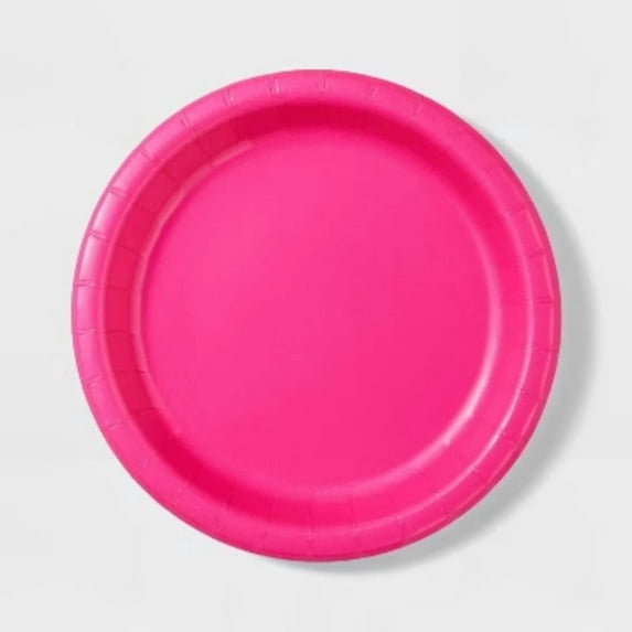 20ct Disposable Dinner Plates Hot Pink
