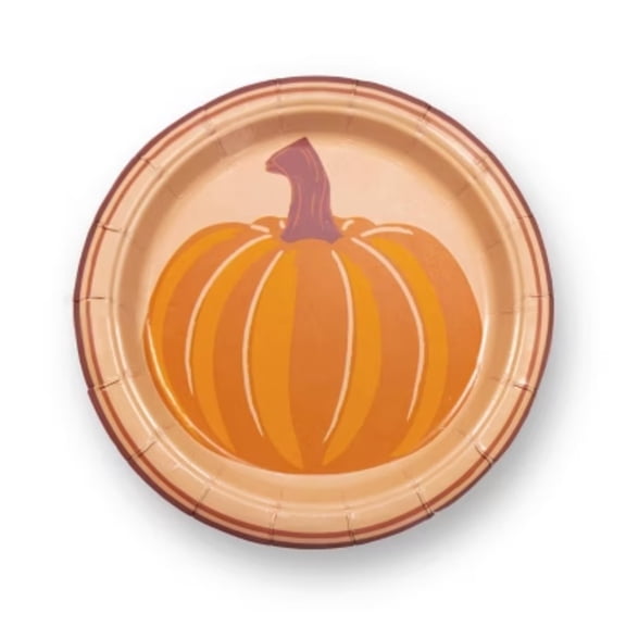 20ct Thanksgiving Paper Party Snack Plate Pumpkin