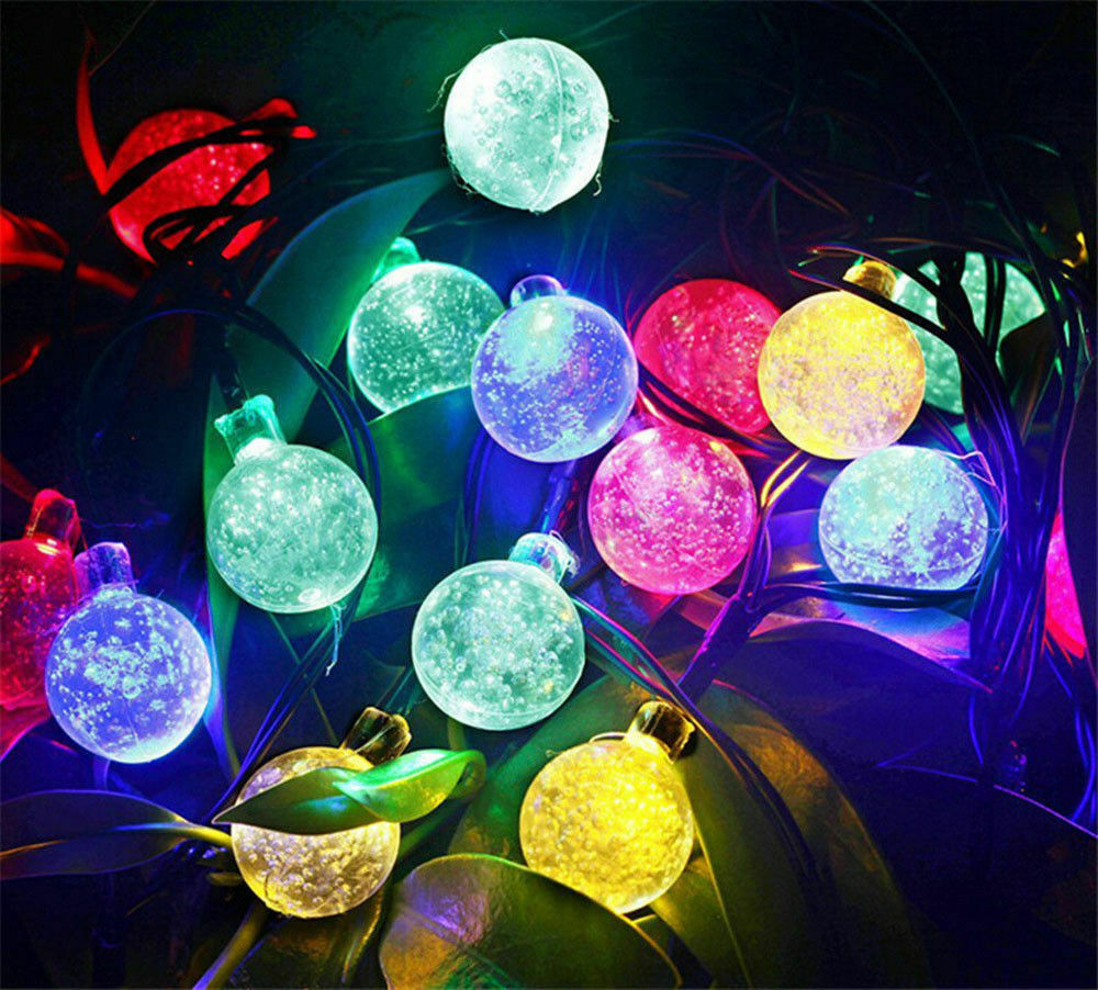 20ft 30 LED Solar String Ball Lights Outdoor Waterproof Garden Decor multi color - image 1 of 3