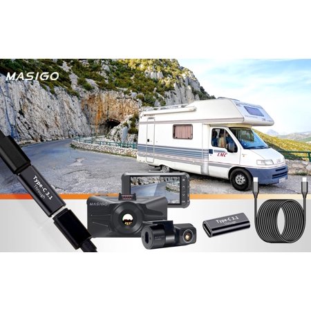 20ft Extension Cable Kit for Dash Cam A330D, Extend The Rear Camera Cable from 20ft to 40ft, Includes a USB C