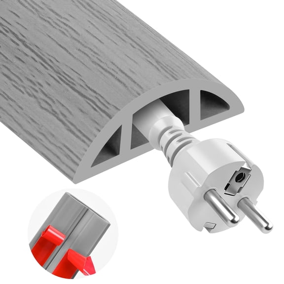 20ft Floor Cord Cover For Wire Self Adhesive Cable Cavity Management Pvc Extension Hider Power Protector Trips Office Home Outdoor (gray Wood 1.18'')