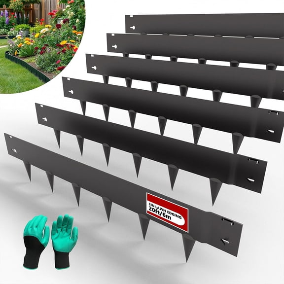 20ft. Galvanized Steel Landscape Edging (6-Pack) 40" x 8" Metal Garden Border, Hammer-in Lawn Edging for Landscaping, Tree Rings, Yard & Pathway Black Steel Lawn Edge for Garden Design