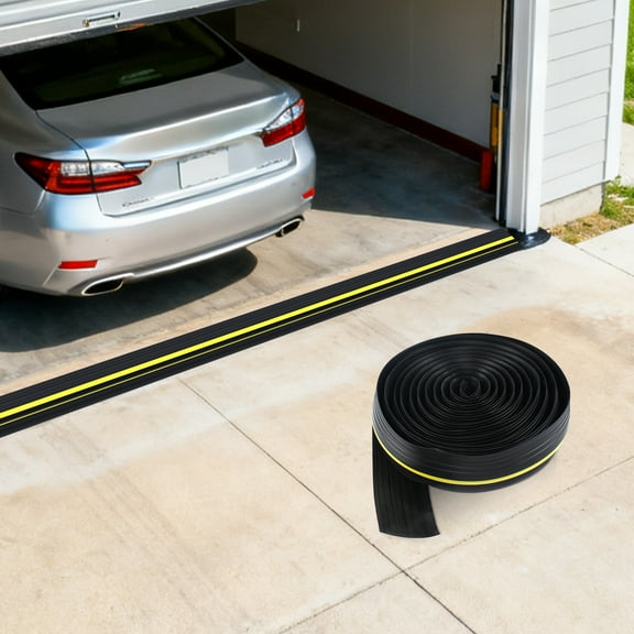 20ft Garage Door Sealing Strip - Waterproof, Flame-Retardant PVC, Weatherproof Protection for Pests & Dust, Adjustable & Easy To Install, Visible Yellow Stripes for Safety