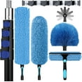 thumbnail image 1 of 20ft High Ceiling Duster Kits with 5-12ft Heavy Duty Extension Pole - Fan Blade Cleaner, Cobweb Remover & Blue Window Squeegee Kit, Washable Dust Brush for High Roof and Glass Surfaces, 1 of 7