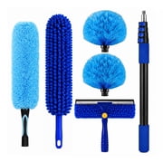 20ft High Ceiling Duster Kit with 3-12ft Extension Pole, 5-in-1 Cleaning Kit for High Ceiling, Window Squeegee Washing Kit, Cobweb Brush Duster