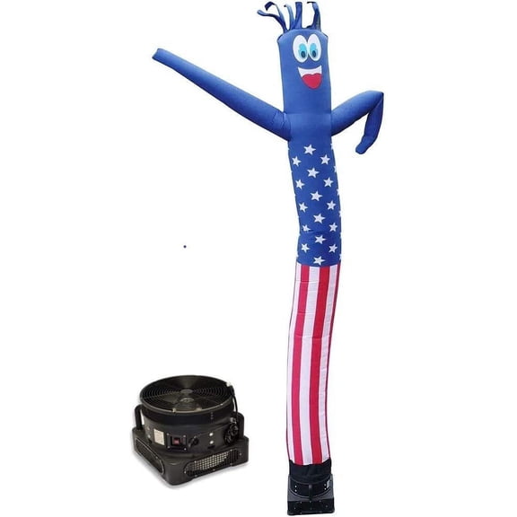 20ft Inflatable Tube Man Guy Puppet Dancer - American Flag - Complete with 1HP 2 Speed Air Blower